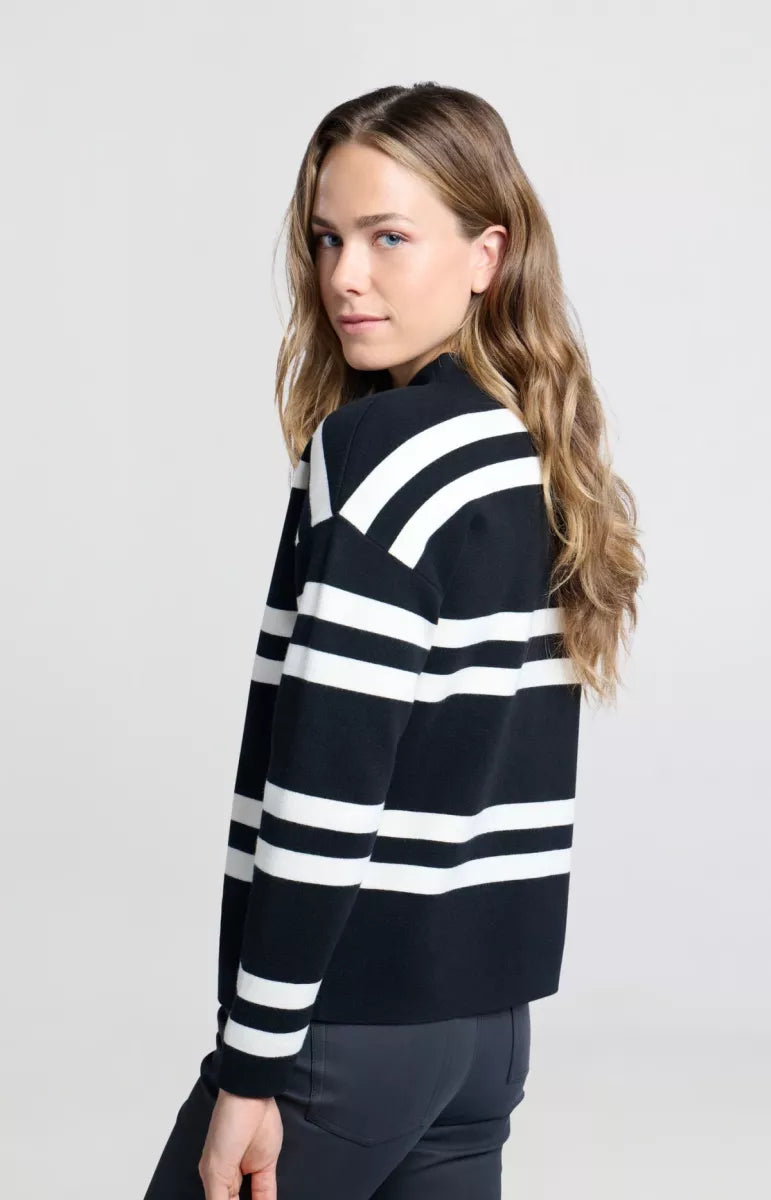 YAYA Basis Stripe knit - Zwart/wit