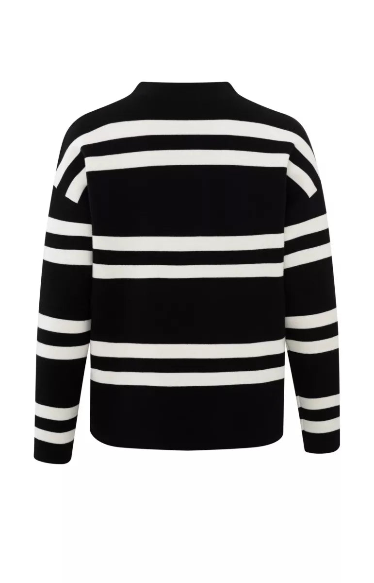 YAYA Basis Stripe knit - Zwart/wit