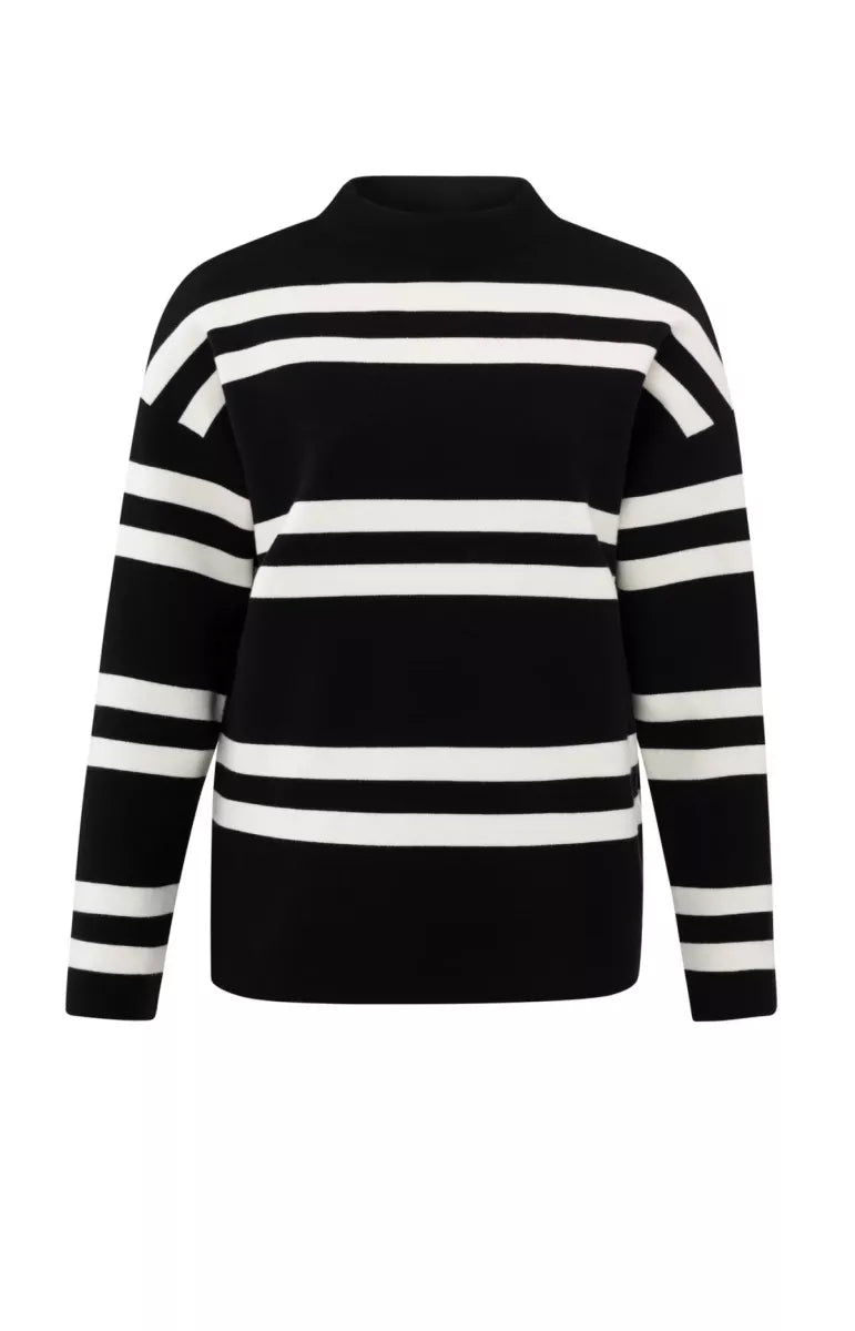 YAYA Basis Stripe knit - Zwart/wit